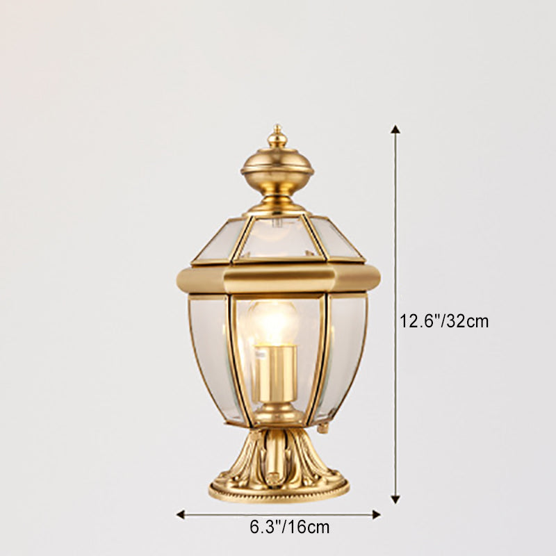 Modern Luxury Hexagonal Bell Round Glass Brass 1-Light Outdoor Light For Garden | Stornfield