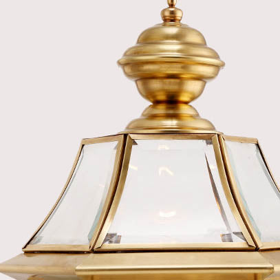 Modern Luxury Hexagonal Bell Round Glass Brass 1-Light Outdoor Light For Garden | Stornfield