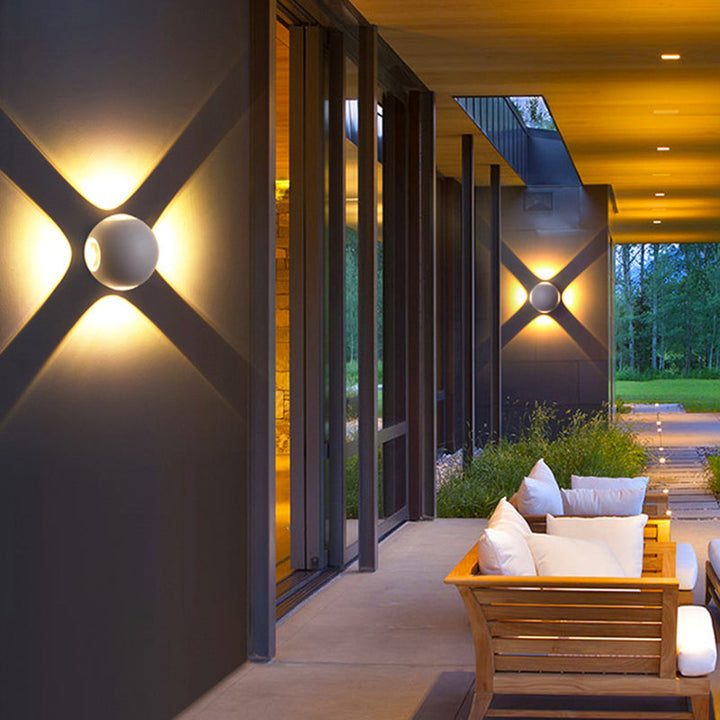 Modern Minimalist Round Square Orb Lens Aluminum LED Wall Sconce Lamp For Garden | Stornfield