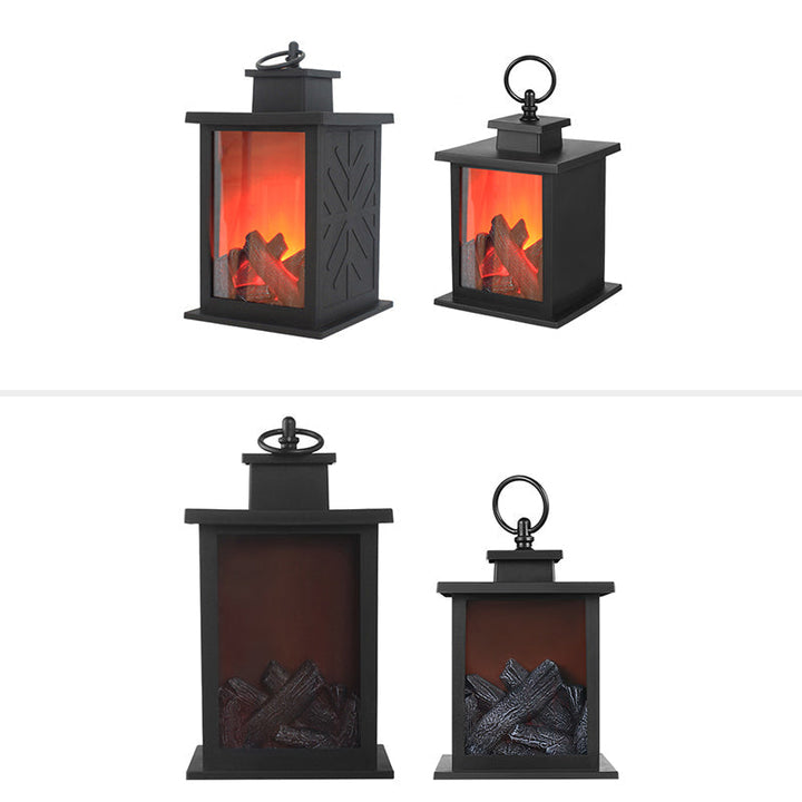 Stornfield | Retro-Contemporary ABS Fireplace with Simulated Flame, Rectangular LED Round Table Lamp for Living Room