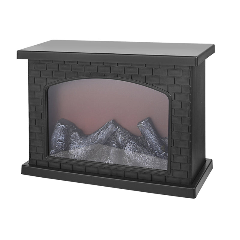 Stornfield | Retro-Contemporary ABS Fireplace with Simulated Flame, Rectangular LED Round Table Lamp for Living Room