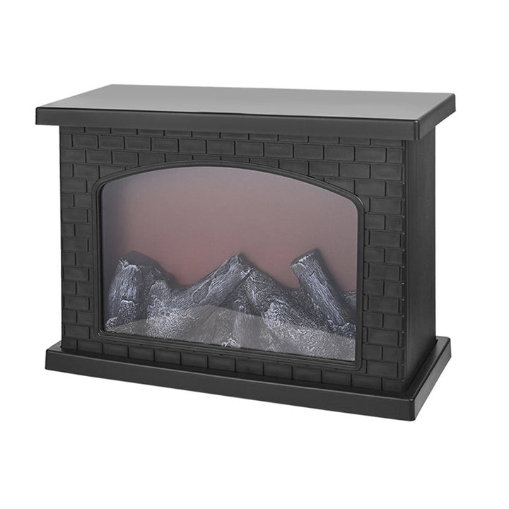 Stornfield | Retro-Contemporary ABS Fireplace with Simulated Flame, Rectangular LED Round Table Lamp for Living Room