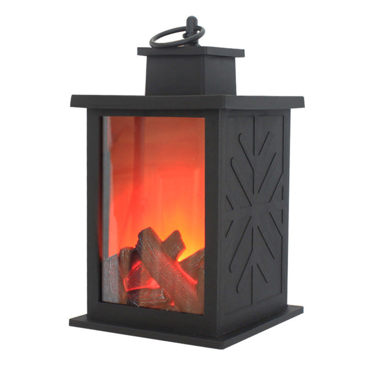 Stornfield | Retro-Contemporary ABS Fireplace with Simulated Flame, Rectangular LED Round Table Lamp for Living Room