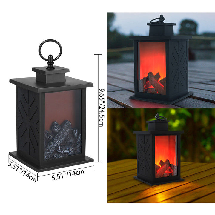 Stornfield | Retro-Contemporary ABS Fireplace with Simulated Flame, Rectangular LED Round Table Lamp for Living Room