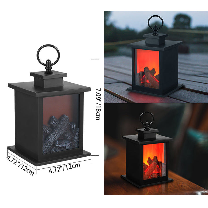 Stornfield | Retro-Contemporary ABS Fireplace with Simulated Flame, Rectangular LED Round Table Lamp for Living Room
