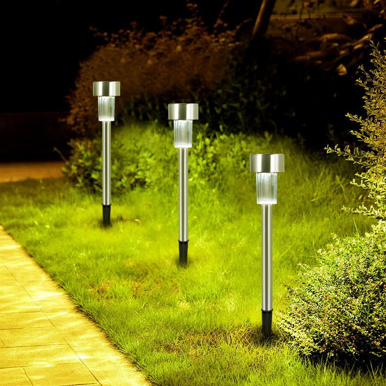 Stornfield | Simplicité moderne éclairage de paysage LED cylindrique solaire étanche en acier inoxydable lumière d'extérieur pour le jardin