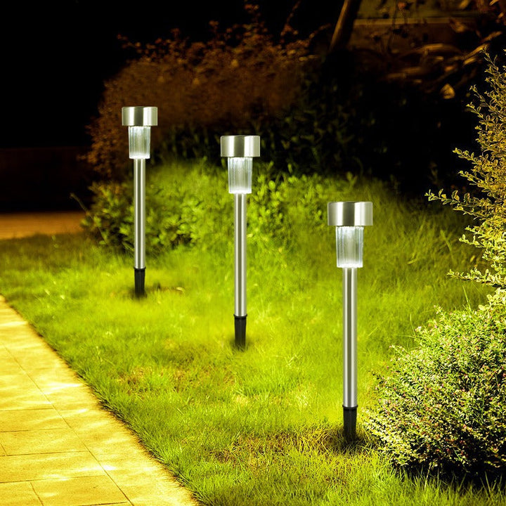 Stornfield | Simplicité moderne éclairage de paysage LED cylindrique solaire étanche en acier inoxydable lumière d'extérieur pour le jardin