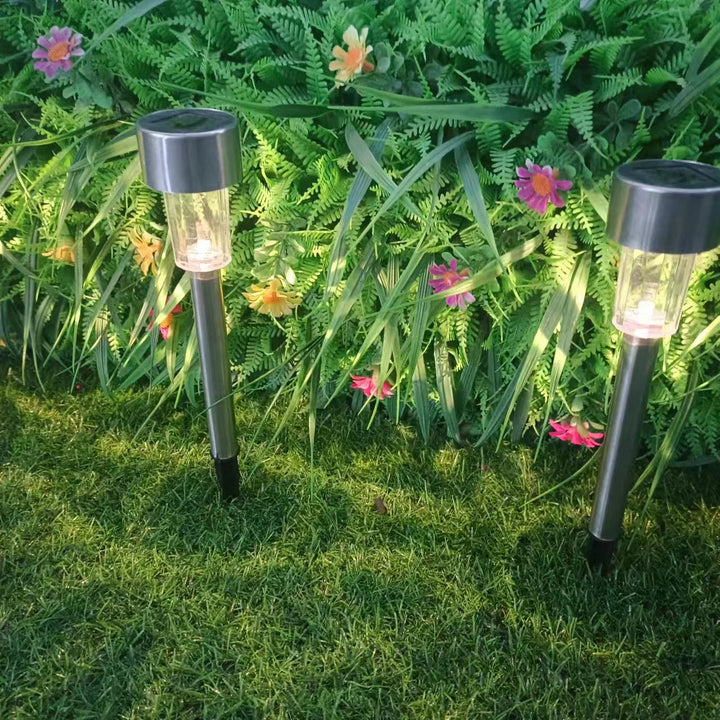 Stornfield | Simplicité moderne éclairage de paysage LED cylindrique solaire étanche en acier inoxydable lumière d'extérieur pour le jardin