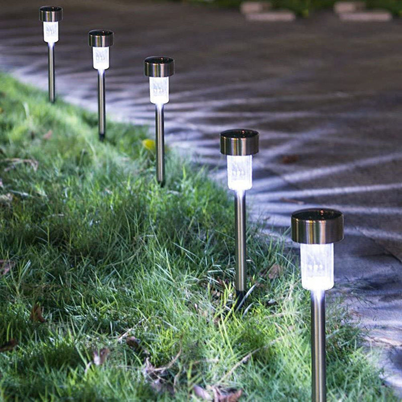 Stornfield | Simplicité moderne éclairage de paysage LED cylindrique solaire étanche en acier inoxydable lumière d'extérieur pour le jardin