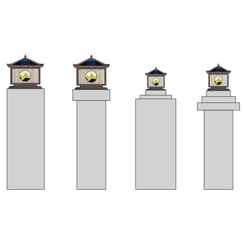 Traditional Chinese Solar Waterproof Aluminum PC Glass Pine Tree Square Cylinder LED Landscape Lighting Outdoor Light For Outdoor Patio | Stornfield