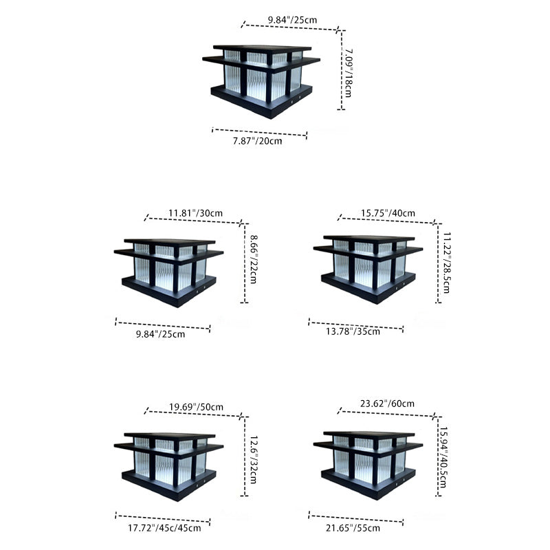 Modern Minimalist Solar Waterproof Square Cylinder Aluminum Alloy Glass LED Landscape Lighting Outdoor Light For Outdoor Patio | Stornfield