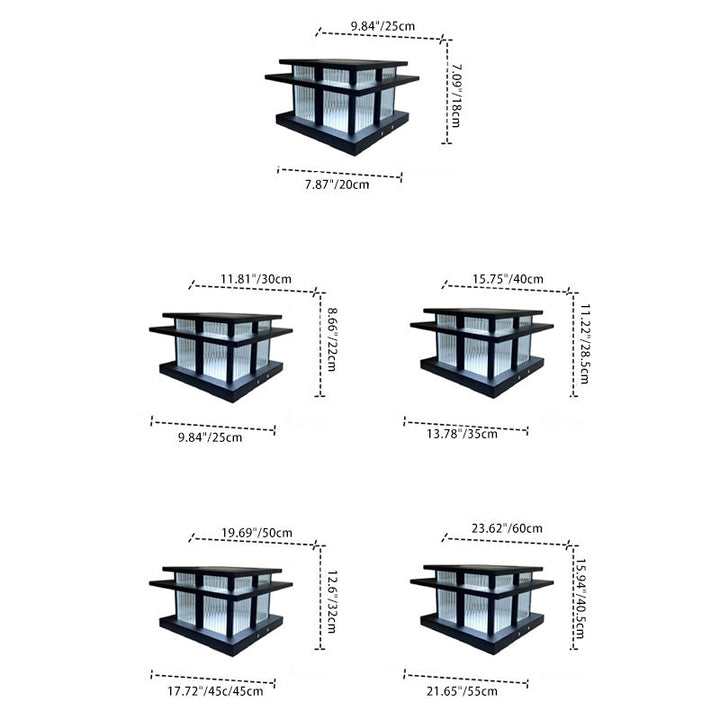 Modern Minimalist Solar Waterproof Square Cylinder Aluminum Alloy Glass LED Landscape Lighting Outdoor Light For Outdoor Patio | Stornfield