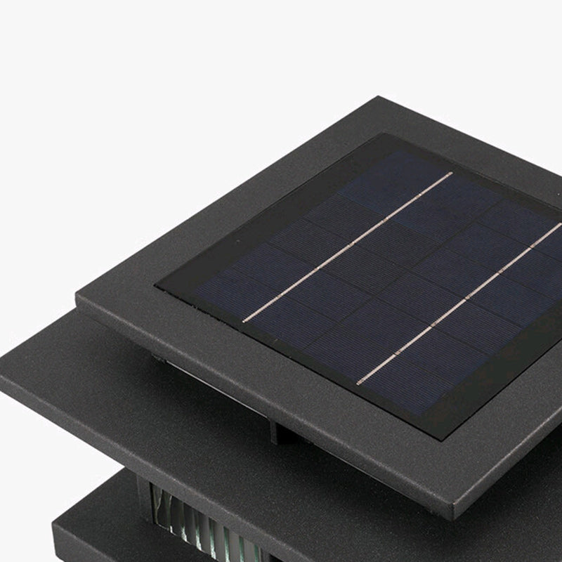 Modern Minimalist Solar Waterproof Square Cylinder Aluminum Alloy Glass LED Landscape Lighting Outdoor Light For Outdoor Patio | Stornfield