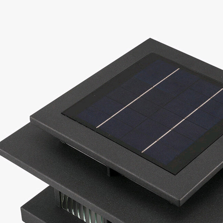 Modern Minimalist Solar Waterproof Square Cylinder Aluminum Alloy Glass LED Landscape Lighting Outdoor Light For Outdoor Patio | Stornfield