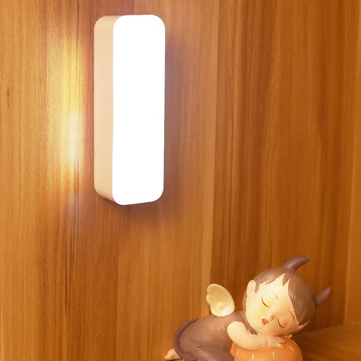 Stornfield | Modern Minimalist Rectangular LED Strip Wall Light in Rechargeable Plastic with Magnetic Cupule, Night Light for Studying
