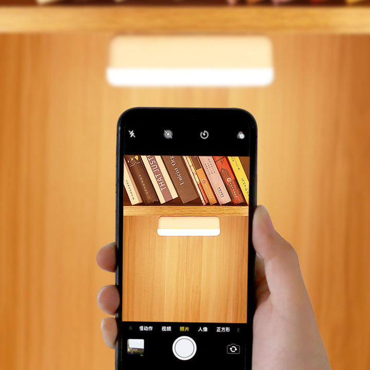 Stornfield | Modern Minimalist Rectangular LED Strip Wall Light in Rechargeable Plastic with Magnetic Cupule, Night Light for Studying