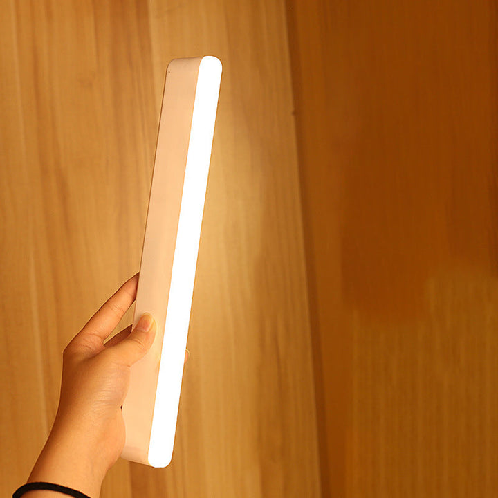 Stornfield | Modern Minimalist Rectangular LED Strip Wall Light in Rechargeable Plastic with Magnetic Cupule, Night Light for Studying
