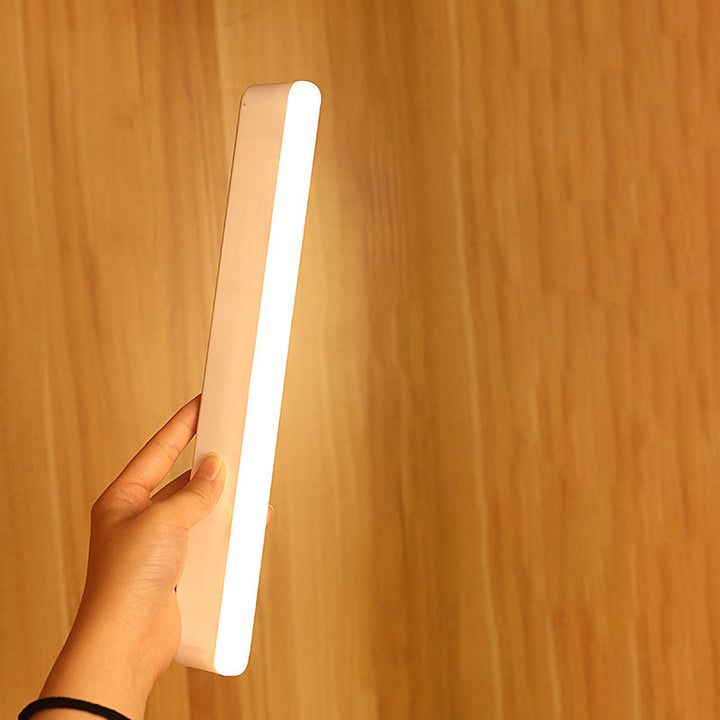 Stornfield | Modern Minimalist Rectangular LED Strip Wall Light in Rechargeable Plastic with Magnetic Cupule, Night Light for Studying