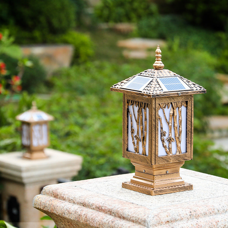 Traditional European Solar Waterproof Aluminum Cylinder Bamboo 1-Light Landscape Lighting Outdoor Light For Garden | Stornfield