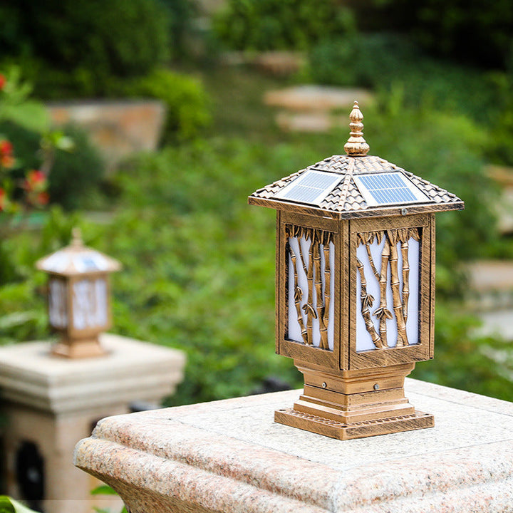 Traditional European Solar Waterproof Aluminum Cylinder Bamboo 1-Light Landscape Lighting Outdoor Light For Garden | Stornfield