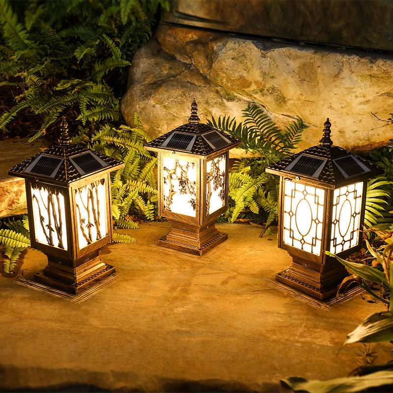 Traditional European Solar Waterproof Aluminum Cylinder Bamboo 1-Light Landscape Lighting Outdoor Light For Garden | Stornfield