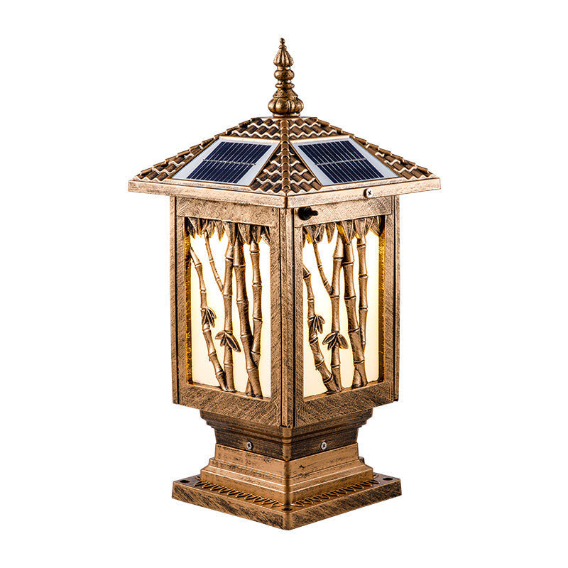 Traditional European Solar Waterproof Aluminum Cylinder Bamboo 1-Light Landscape Lighting Outdoor Light For Garden | Stornfield
