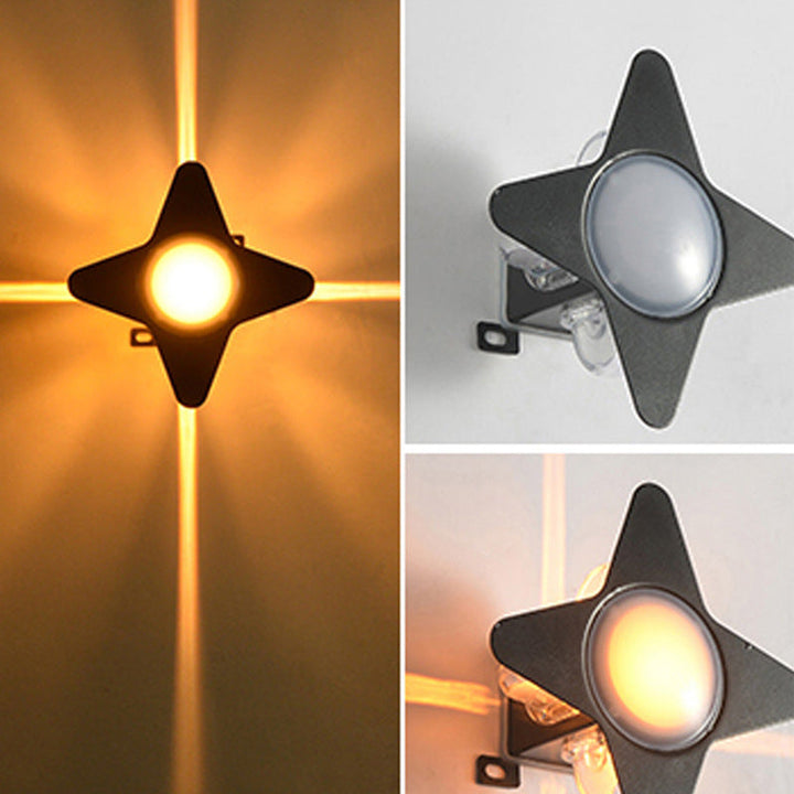 Contemporary Creative Waterproof Aluminum Acrylic PC Cross Star LED Wall Sconce Lamp For Outdoor Patio | Stornfield