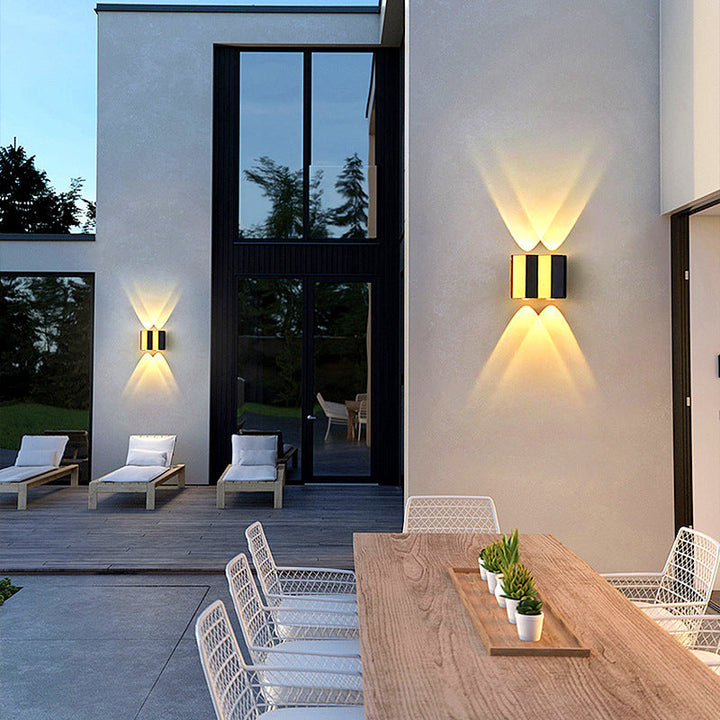 Modern Simplicity Waterproof Aluminum Rectangular Bent Up And Down LED Wall Sconce Lamp For Outdoor Patio | Stornfield