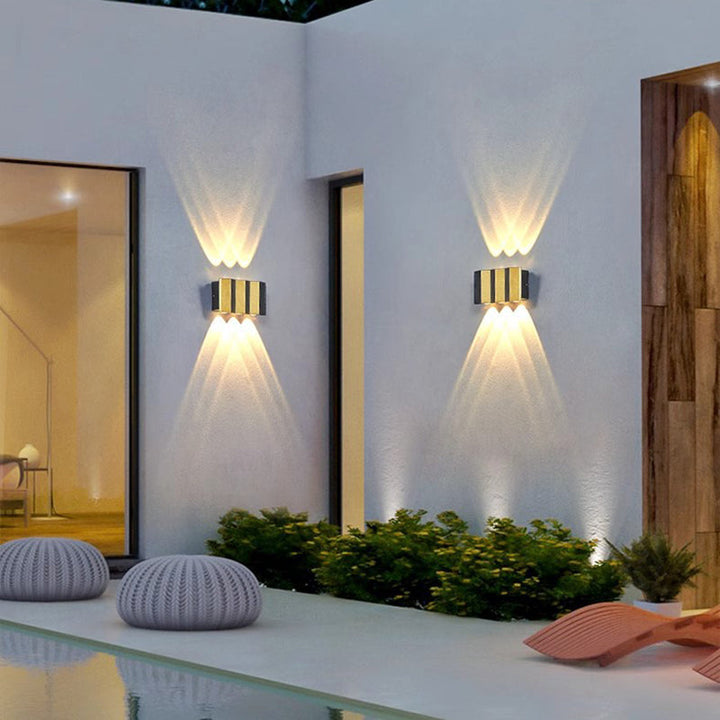 Modern Simplicity Waterproof Aluminum Rectangular Bent Up And Down LED Wall Sconce Lamp For Outdoor Patio | Stornfield