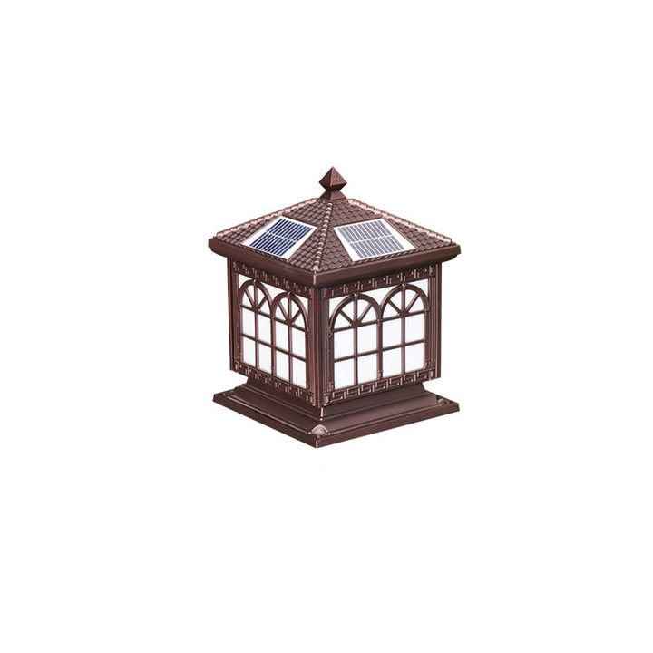 Traditional Chinese Solar Waterproof Aluminum Acrylic Glass Cylinder Lantern LED Landscape Lighting Outdoor Light For Garden | Stornfield