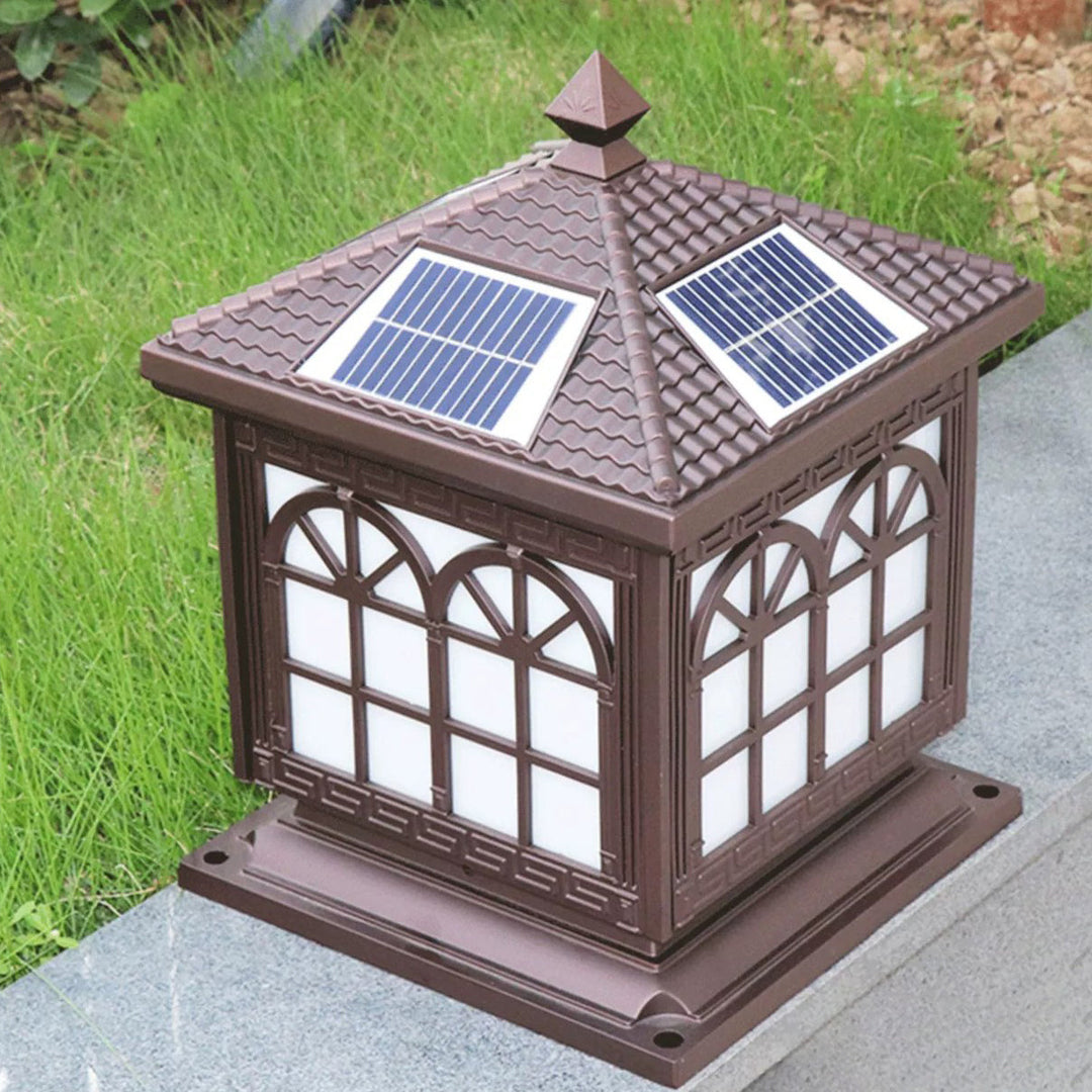 Traditional Chinese Solar Waterproof Aluminum Acrylic Glass Cylinder Lantern LED Landscape Lighting Outdoor Light For Garden | Stornfield