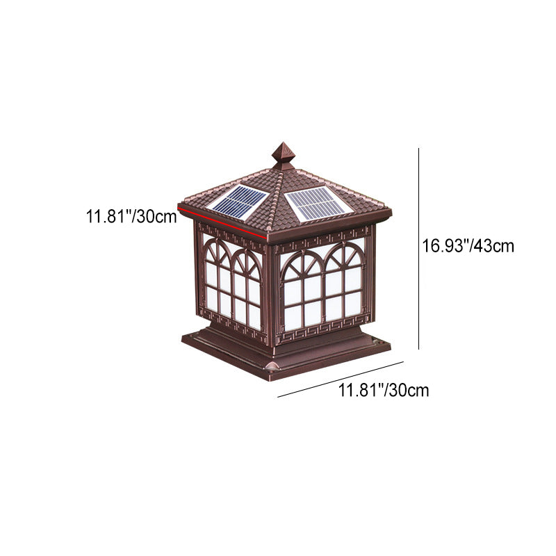 Traditional Chinese Solar Waterproof Aluminum Acrylic Glass Cylinder Lantern LED Landscape Lighting Outdoor Light For Garden | Stornfield