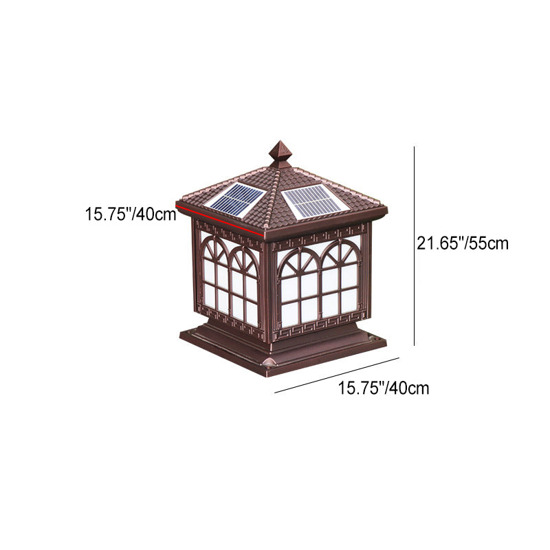 Traditional Chinese Solar Waterproof Aluminum Acrylic Glass Cylinder Lantern LED Landscape Lighting Outdoor Light For Garden | Stornfield