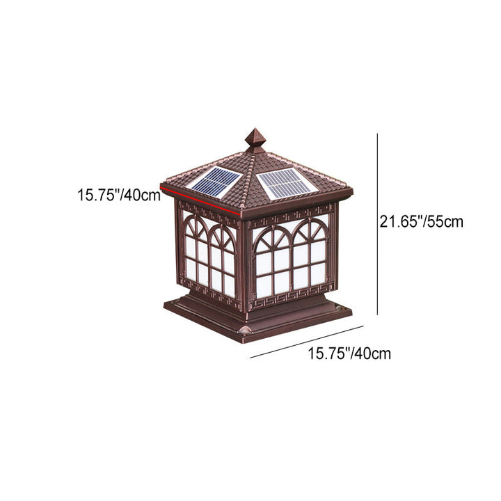 Traditional Chinese Solar Waterproof Aluminum Acrylic Glass Cylinder Lantern LED Landscape Lighting Outdoor Light For Garden | Stornfield