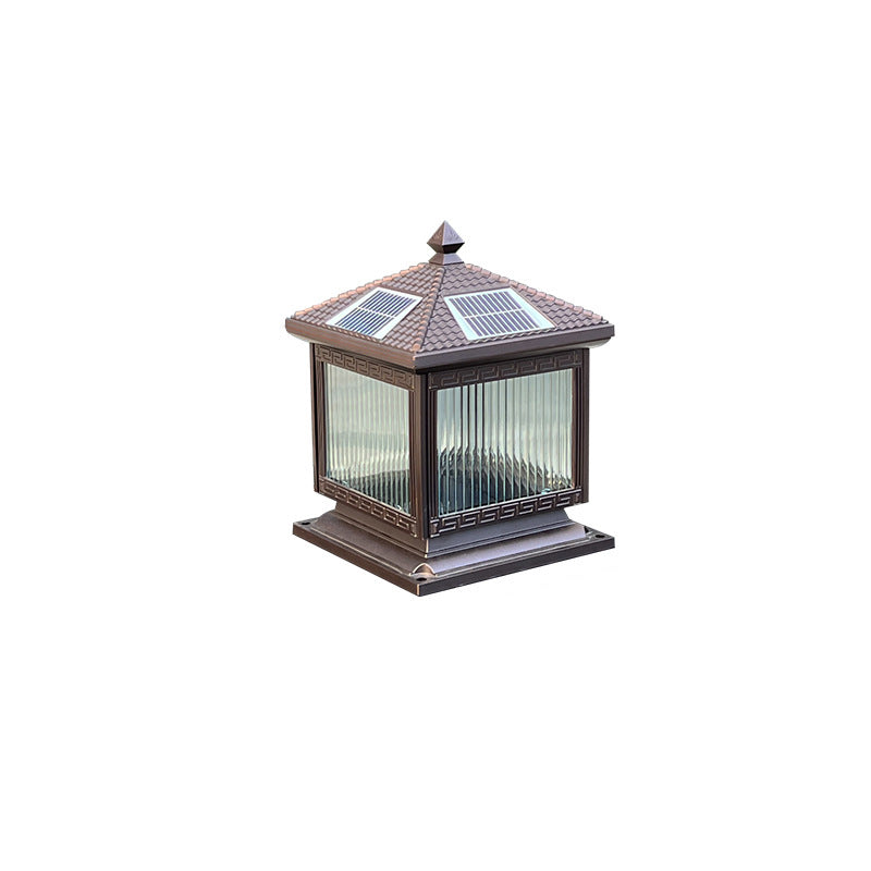 Traditional Chinese Solar Waterproof Aluminum Acrylic Glass Cylinder Lantern LED Landscape Lighting Outdoor Light For Garden | Stornfield