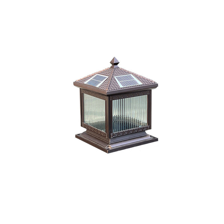 Traditional Chinese Solar Waterproof Aluminum Acrylic Glass Cylinder Lantern LED Landscape Lighting Outdoor Light For Garden | Stornfield