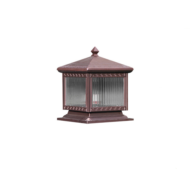 Traditional Chinese Solar Waterproof Aluminum Acrylic Glass Cylinder Lantern LED Landscape Lighting Outdoor Light For Garden | Stornfield