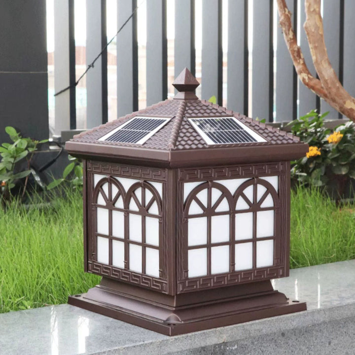 Traditional Chinese Solar Waterproof Aluminum Acrylic Glass Cylinder Lantern LED Landscape Lighting Outdoor Light For Garden | Stornfield