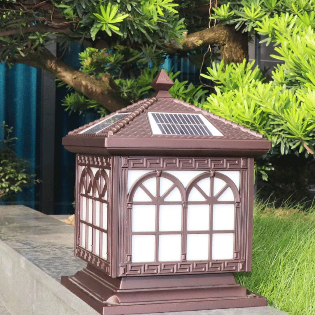 Traditional Chinese Solar Waterproof Aluminum Acrylic Glass Cylinder Lantern LED Landscape Lighting Outdoor Light For Garden | Stornfield