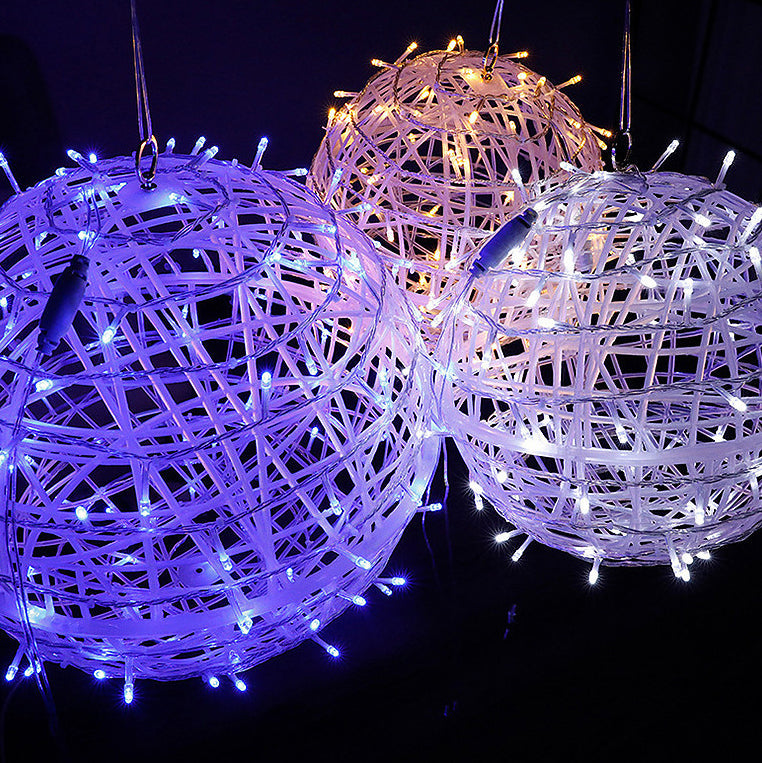 Modern Art Deco Solar Waterproof Weaving Ball Hanging PVC Plastic LED Outdoor Light Landscape Lighting For Garden | Stornfield