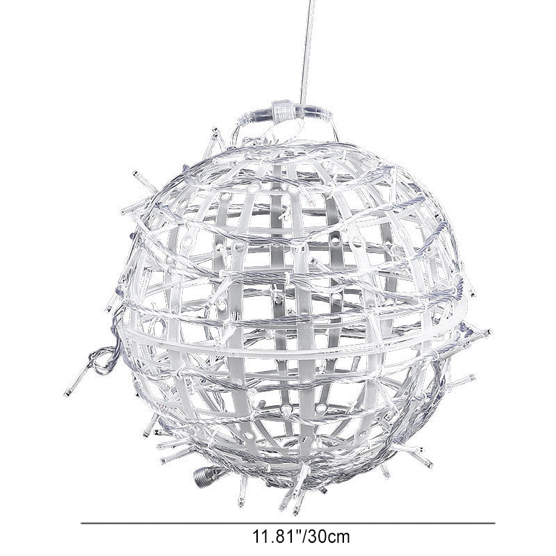 Modern Art Deco Solar Waterproof Weaving Ball Hanging PVC Plastic LED Outdoor Light Landscape Lighting For Garden | Stornfield