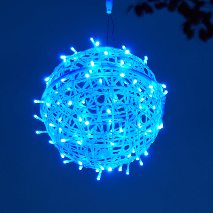 Modern Art Deco Solar Waterproof Weaving Ball Hanging PVC Plastic LED Outdoor Light Landscape Lighting For Garden | Stornfield