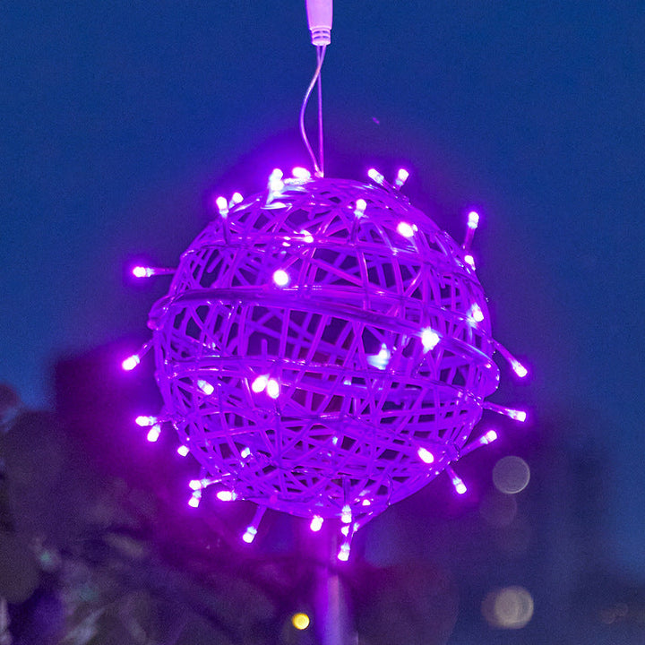 Modern Art Deco Solar Waterproof Weaving Ball Hanging PVC Plastic LED Outdoor Light Landscape Lighting For Garden | Stornfield