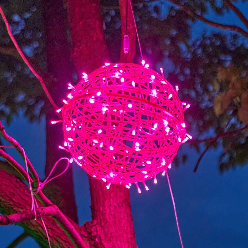 Modern Art Deco Solar Waterproof Weaving Ball Hanging PVC Plastic LED Outdoor Light Landscape Lighting For Garden | Stornfield