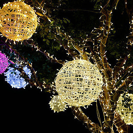 Modern Art Deco Solar Waterproof Weaving Ball Hanging PVC Plastic LED Outdoor Light Landscape Lighting For Garden | Stornfield