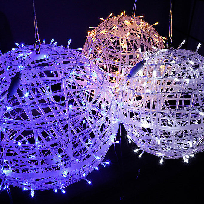 Modern Art Deco Solar Waterproof Weaving Ball Hanging PVC Plastic LED Outdoor Light Landscape Lighting For Garden | Stornfield