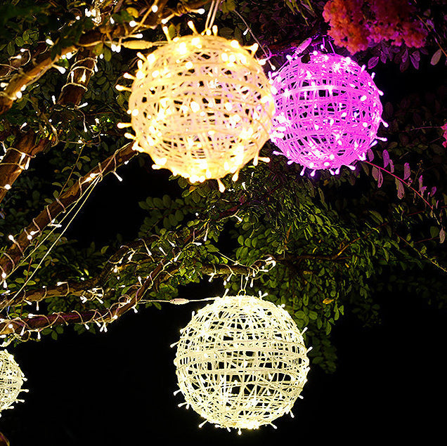 Modern Art Deco Solar Waterproof Weaving Ball Hanging PVC Plastic LED Outdoor Light Landscape Lighting For Garden | Stornfield