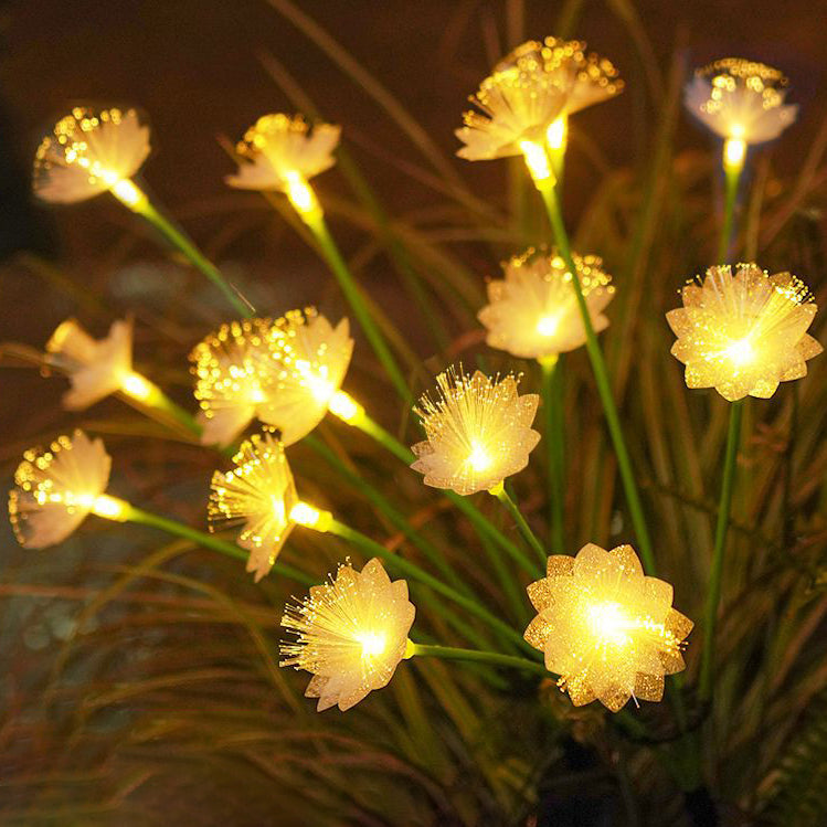 Modern Art Deco Solar Waterproof Stainless Steel Fiber Optic ABS Silica Sakura Mushroom LED Outdoor Light Landscape Lighting For Garden | Stornfield
