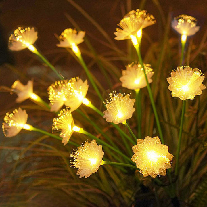 Modern Art Deco Solar Waterproof Stainless Steel Fiber Optic ABS Silica Sakura Mushroom LED Outdoor Light Landscape Lighting For Garden | Stornfield