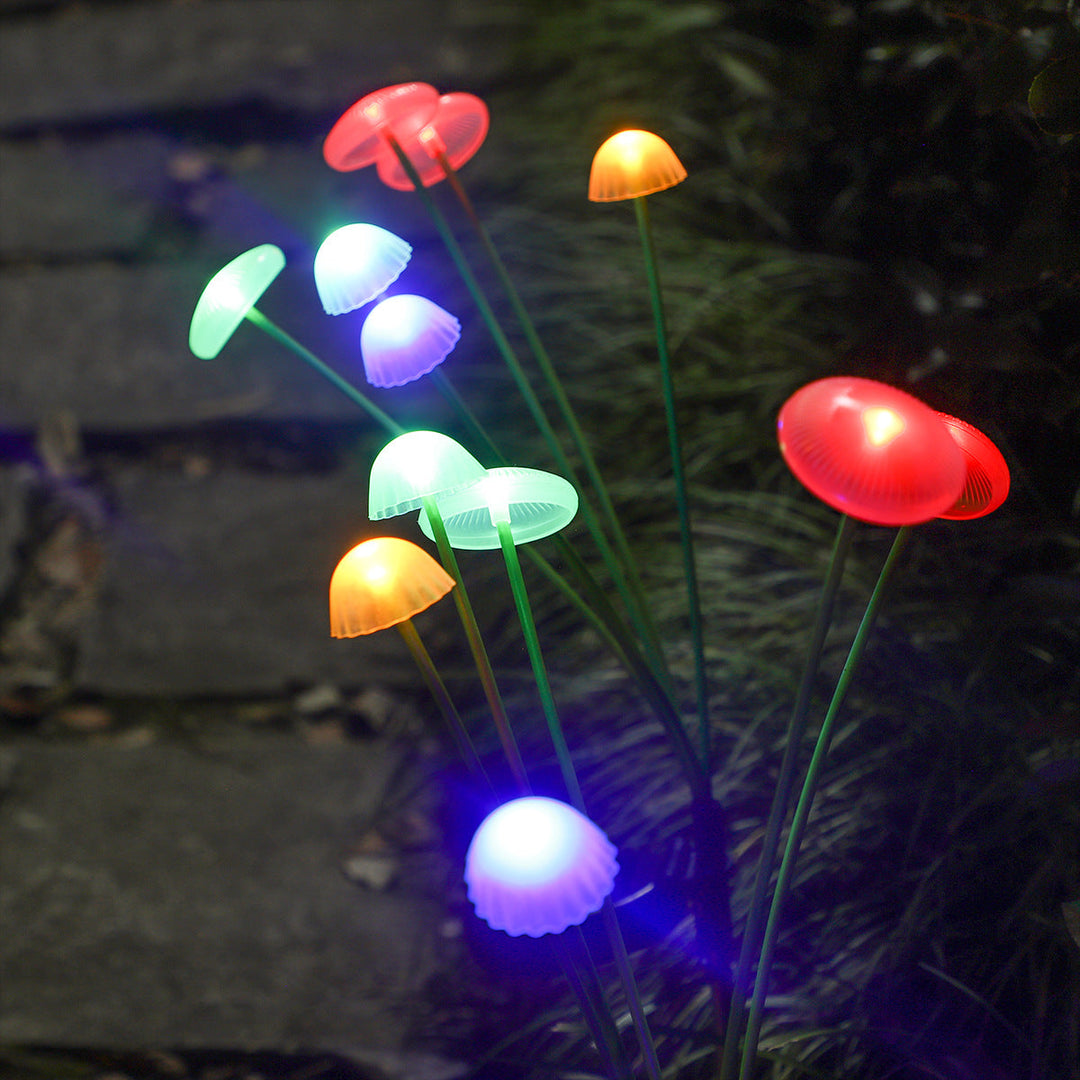 Modern Art Deco Solar Waterproof Stainless Steel Fiber Optic ABS Silica Sakura Mushroom LED Outdoor Light Landscape Lighting For Garden | Stornfield